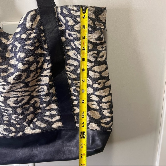 Iris & Ink Cow Leather Linen Animal Print Tote - Picture 4 of 16